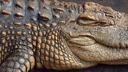 Fototapeta premium Close up of crocodile scales and eye detail
