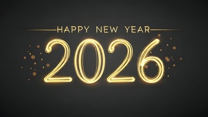Happy new year 2026 gold text on black background