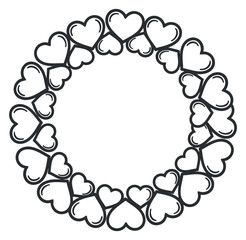 Obraz premium A decorative heart wreath in simple outline vector style, perfect for Valentine's Day designs and romantic themes