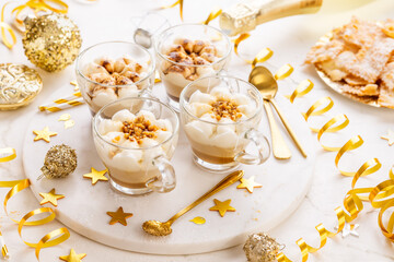 Cappuccino tiramisu dessert for new years eve, party or carnival