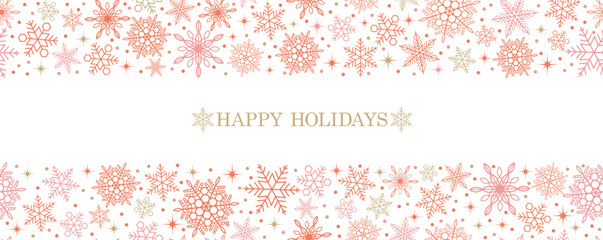 Happy Holidays Vector Seamless Background Illustration With A Snowflake Pattern And Text Space. Horizontally And Vertically Repeatable.