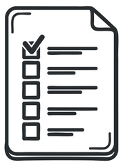 A checklist with checkboxes and a checkmark in a simple black and white outline vector style, ideal for productivity and organization projects