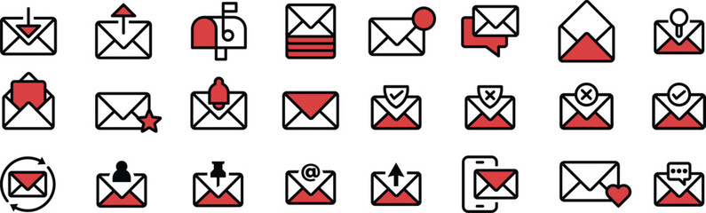 Large Icon Pack Collection Email for Modern Web Design, Mobile Apps, UI UX and Design Resources