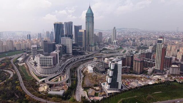 Modern Istanbul City Panorama Aerial View - Atasehir District