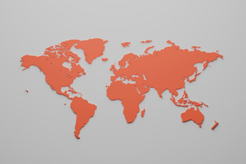 Minimal world map silhouette on gray background