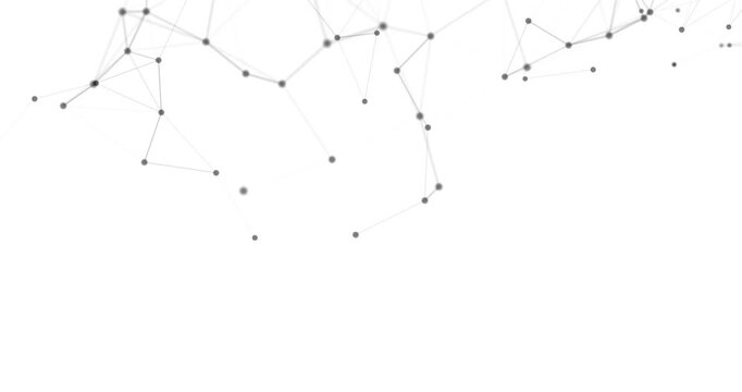 A movable interweaving of dots and lines on a white background forms a mesmerizing abstract pattern, like a living network. Their interweaving creates a sense of digital energy and endless movement.