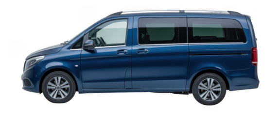 Blue minivan vehicle isolated on a transparent background