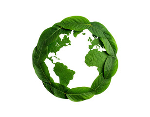 Eco-Friendly Earth Sphere Formed from Green Leaves, Minimalist Style, Isolated on White Background (2)