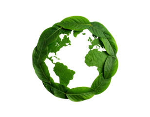 Eco-Friendly Earth Sphere Formed from Green Leaves, Minimalist Style, Isolated on White Background (2)
