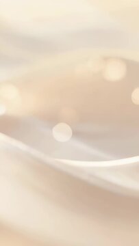 Vertical video: Appearing bokeh causing beige wavy forms shifting and revealing texture in abstract
