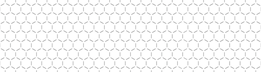 Seamless minimal geometric pattern with dashed hexagonal shapes, abstract clean design for wallpapers, textiles, web backgrounds, tiles, futuristic modern vector backdrop, white and black