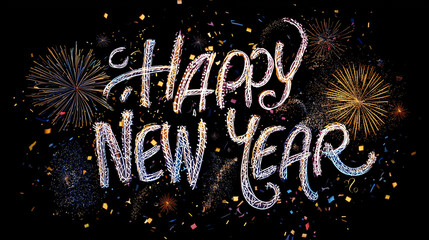 happy new year text sign gold letter design concept vector symbol font word golden 2026