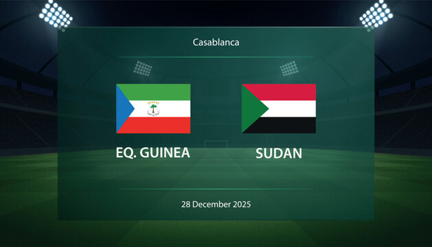 Equatorial Guinea vs Sudan, Football scoreboard broadcast graphic soccer