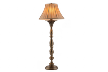 Bronze Floor Lamp with Beige Shade isolated on a transparent background