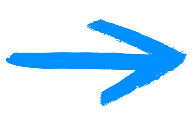 Handgemalter blauer Pfeil als Wegweiser