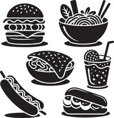 &ldquo;Uncommon Food Silhouette Collection &ndash; Minimalist Black & White Food Icons&rdquo;