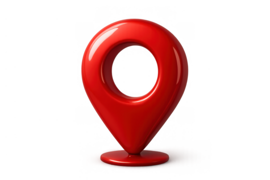 Red 3d glossy location pin marker for gps navigation, mapping, destination, and point of interest tracking - Powered by Adobe