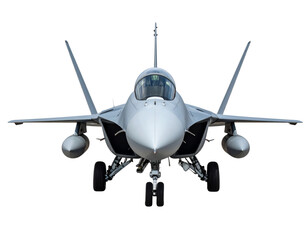 Modern Military Jet Aircraft Front View, Symmetrical Composition, Isolated on White Background (2)