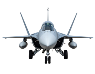 Modern Military Jet Aircraft Front View, Symmetrical Composition, Isolated on White Background (2)