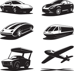 Futuristic Transport Vehicle Silhouettes Collection