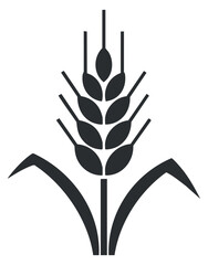 Fototapeta premium A stylized wheat plant icon in black minimal vector style, ideal for agricultural branding and food packaging