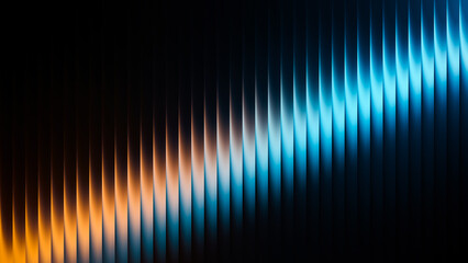 Abstract gradient wave pattern with vibrant colors transitioning from orange to blue, creating a visually striking effect against a dark background for modern design projects © Muin