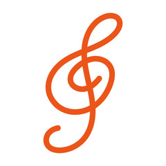 Vibrant orange treble clef symbol against a stark black background music icon