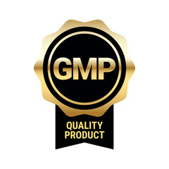 Round GMP certified badge for current good manufacturing practice labels