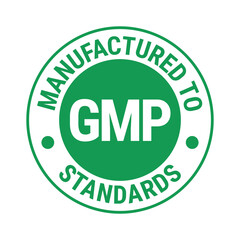 Round GMP certified badge for current good manufacturing practice labels