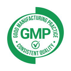 Round GMP certified badge for current good manufacturing practice labels