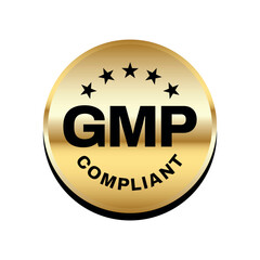 Round GMP certified badge for current good manufacturing practice labels