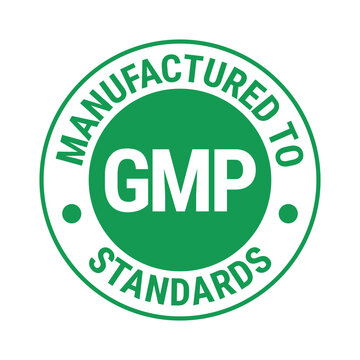 Round GMP certified badge for current good manufacturing practice labels