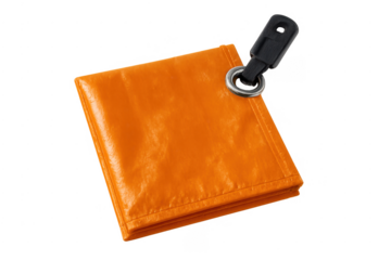 Orange folded tarp with grommet and clip