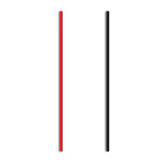 Minimal vertical red and black lines. Abstract minimalist image featuring two vertical lines, one red and one black, on white background, representing contrast, comparison, or separation.

