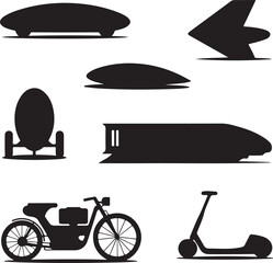 Futuristic Transport Vehicle Silhouettes Collection