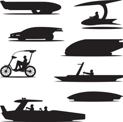 Futuristic Transport Vehicle Silhouettes Collection