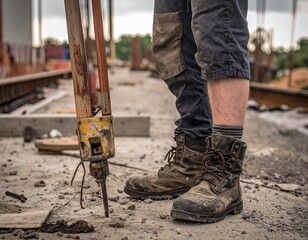 Steel Toe Safety Boots on an Active Construction Site