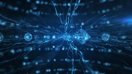 Abstract digital brain network with glowing particles and futuristic data streams - Powered by Adobe