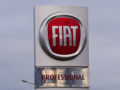 Germany, Paderborn, December 19. 2025, automobile manufacturer logo of FIAT, an Italian car brand belonging to the Stellantis Group, which was formed from the merger of FCA and PSA