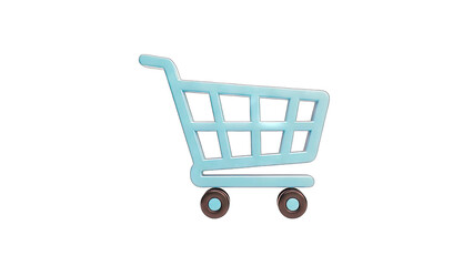 Blue Shopping Cart Icon on White Background