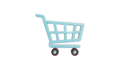 Blue Shopping Cart Icon on White Background