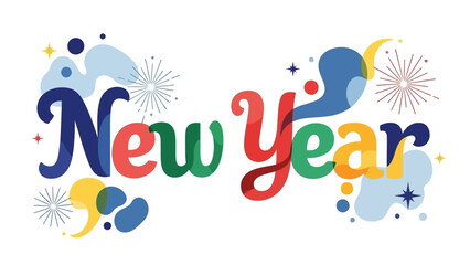 Colorful New Year Typography Design Element.