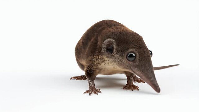 Adorable Elephant Shrew Posing on a White Background.