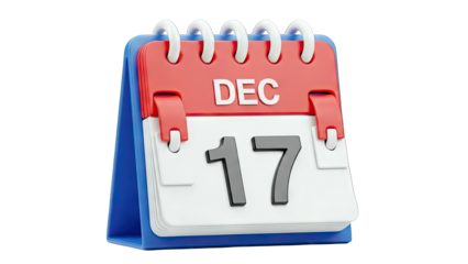 Calendar Showing December 17th on White Background