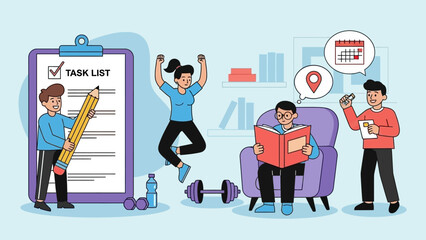 People Engaging in Various Productive Activities.