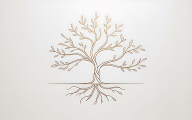 Golden Tree of Life Outline on White isolated on a transparent background