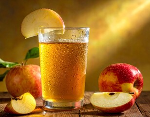 Close-Up of Cold Cider Glass with Condensation Dripping Down