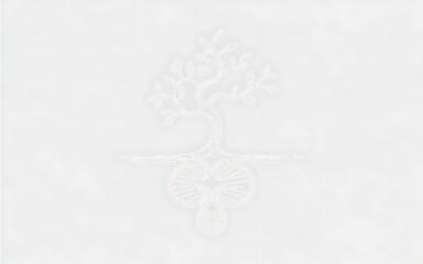 Minimalist Outline Tree of Life with Geometric Roots isolated on a transparent background