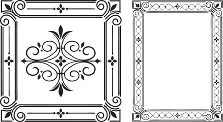 Obraz premium Big set Template of Decorative vintage frames,borders rectangular shape. Big set of decorative vintage rectangular frames and borders, elegant ornamental corner designs, classic Victorian and Art .