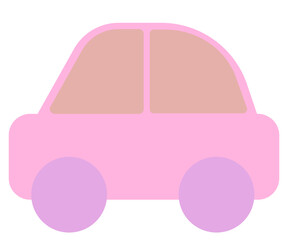 Cute Pink Car Flat Vector Illustration